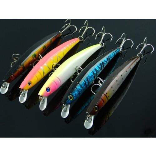 Free shipping 3pcs fishing tackle hard minnow lure artificial bait fishing lure with 2 fish hook 11.5cm/11.2g mixed 10 color