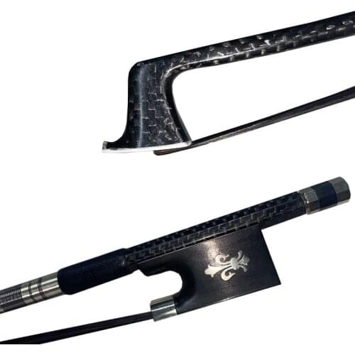 Free shipping high level Professioal bow 1pc of 4/4 size weave plaid carbon fiber violin bow ebony frog black natural bow hair