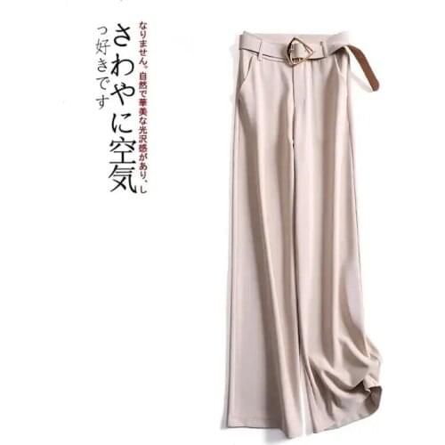 Wide Leg Pants Womens Trousers With Belt 2021 Spring And Autumn New Fashion OL Loose High Waist Draped Straight Casual Pants
