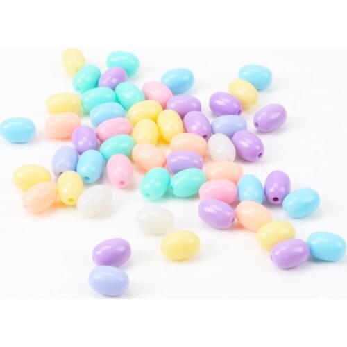 New Hot Sale Spring Color Wholesale Mixed Acrylic Oval Beads Round Spacer beads Handmade Jewlery Accessory 10x8mm 50pcs