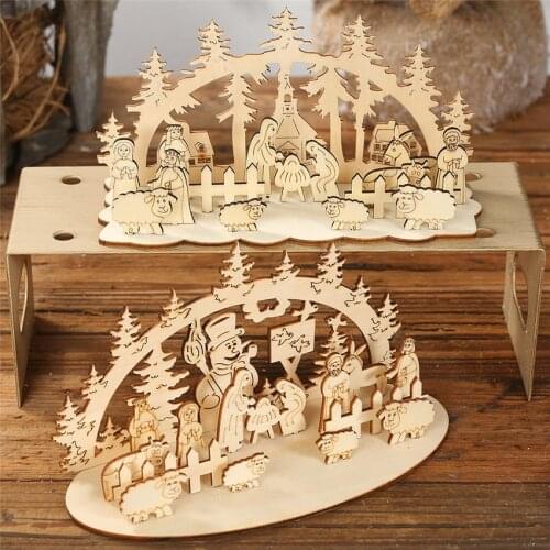 DIY Christmas Wooden Toy Xmas Funny Party Desktop Decoration Christmas Wooden Ornaments Three-dimensional Kids Toy Decoration