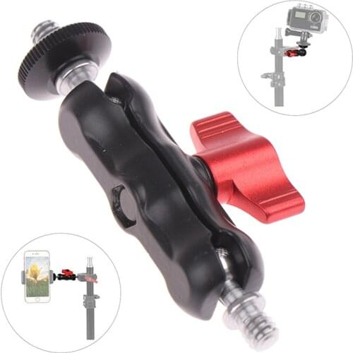 Double Ball Head Shoe Mount Adapter Magic Arm 1/4" Screw Portable GPS Phone LCD Monitor DV Video Light