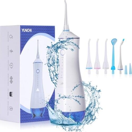 Portable Oral Irrigator Water Flosser 320ml Water Tank 180PSI Dental Water Jet 6 Modes USB Rechargeable Teeth Cleaner 6 Nozzles