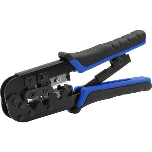Cable Clamp Crimping Tool Network Cable Que Prensa Ratchet Crimping Pliers for 4P 6P 8P RJ-11 RJ-12 RJ-45 Herramienta
