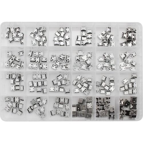 Micro USB Connector 240 Pcs/box 24 Models Socket Jack Micro USB Connectors Set For Android Mobile Phone OPPO SAMSUNG HUAWEI ZTE