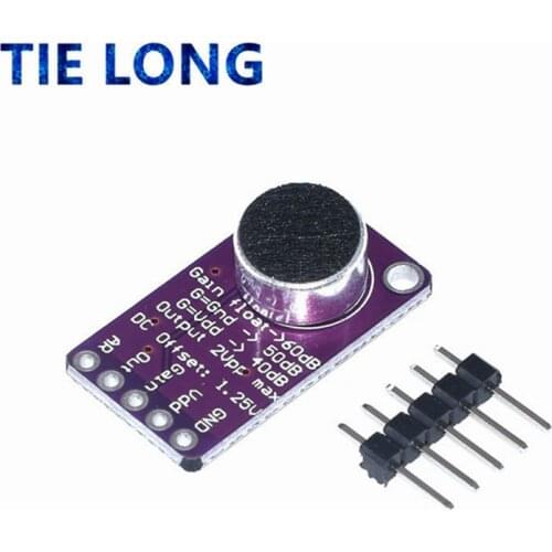 TIELON MAX9814 Microphone AGC Amplifier Board Module Auto Gain Control for Arduino Programmable Attack and Release Ratio Low THD