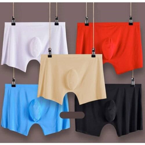 3pcs/lot Mens Boxer Shorts Seamless Underwear Mens Boxers Very Soft Sexy Transparent Ice Silk Male Panties Sexy Gay Men Shorts