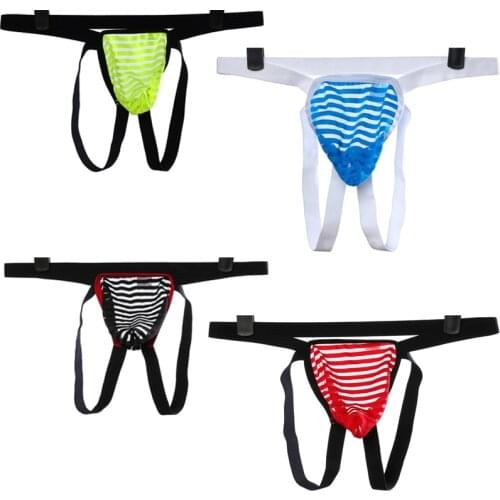 Men Underwear Sexy Briefs breathness Stripe Jockstrap G-Srting Underwear Men Pouch Cuecas Man Panties Mesh Underpants Fast ship