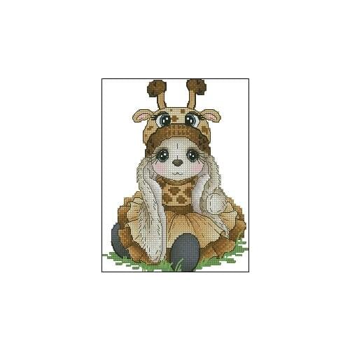 Giraffe rabbit rabbit cross stitch kit aida fabric 18ct 14ct canvas cotton thread embroidery kits DIY craft set