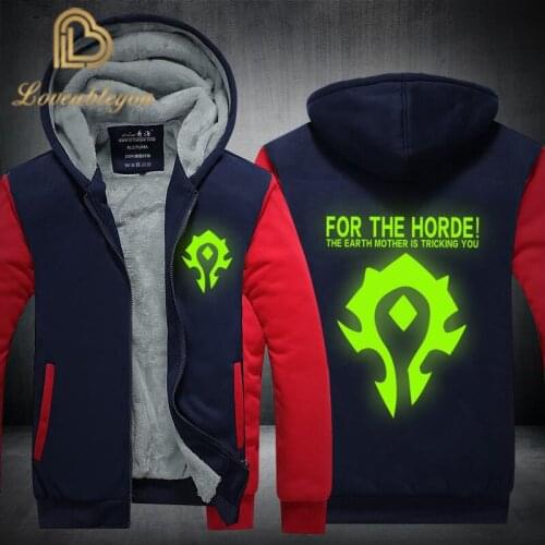 New Winter Warm WOW Hoodie Game Dota 2 Coat Fans Wear Jacket Coat Men Thick Fleece Zipper Luminous WOW Sweatshirts