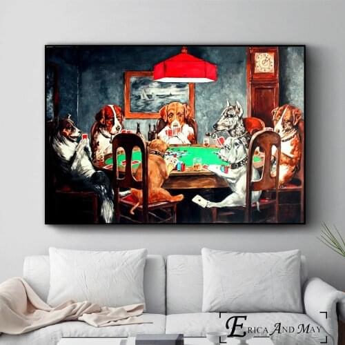 Dogs Playing Poker Funny Style Posters And Prints Canvas Painting Pictures On The Wall Abstract Decorative Home Decor Obrazy