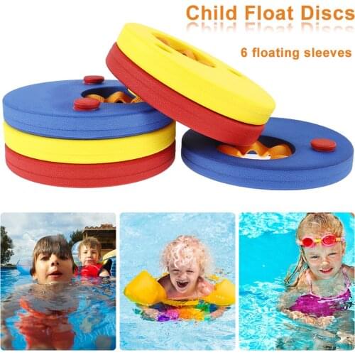 6PCs EVA Foam Swim Discs Arm Bands Floating Sleeves Inflatable Pool Float Board Baby Toddler Swimming Exercises Circles Rings