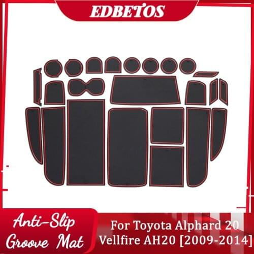 Door Slot Pad Car Door Mat Anti Slip, Non-Slip For Toyota Alphard 20 Vellfire 20AH 2009 ~ 2014 Interior Door Pad / Cup Red White