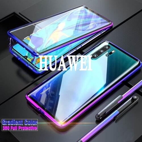 Luxury Magnetic Glass Case For Huawei P30 P40 Lite P20 Mate 20 Pro P 30 360 Full Body Shockproof Protect Double Sided Glass Case