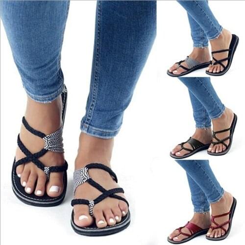 Fashion Gladiator Summer Sandals Women Sandals Shoes Female Flat Sandals Rome Style Cross Tied Sandals Casual Shoes 35-44