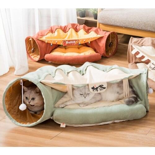 Cat Tunnel Tube Collapsible Removeable Pet Interactive Play Toys Sound Paper Ring Bell For Cat Ferrets Puppy
