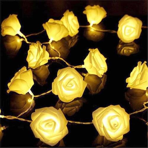 1.5/3/4.5/6M LED Garland Artificial Flower Bouquet String Lights Foam Rose Fairy Lights For Valentines Day Wedding Decoration