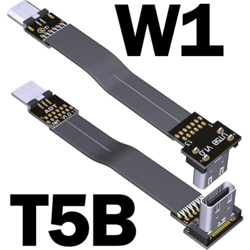 ADT-Link 15cm Flat Cable USB 2.0 Micro B to Type-C UTW Series USB Micro B to USB-C Type C Angled Extension Cable Wire 480M/bps