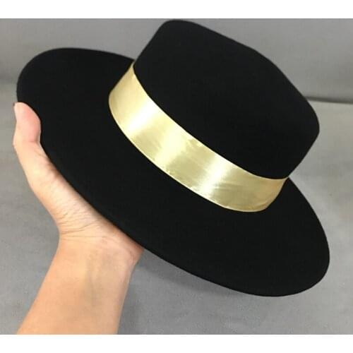 Autumn and winter fashion wild new England retro flat top flat hat female Korean tide hat loose wool hat fedoras Panama