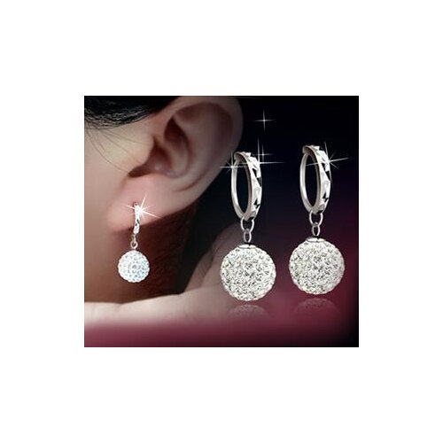 2016 New arrival hot sell fashion shiny shambhala ball 925 sterling silver ladies`clip earrings jewelry wholesale gift