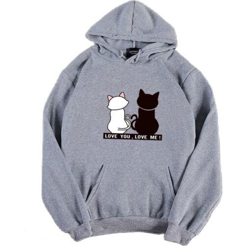 Women Hoodies Casual Cat Print Loose Drawstring Sweatshirt Long Sleeve Hooded 2021 Autumn Female Pullover Size 3XL Outwear Tops