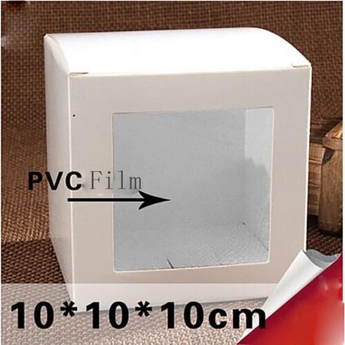 10pcs/lo tMutlisize gift window box kraft candy packing window box white wedding favors package box with clear pvc window