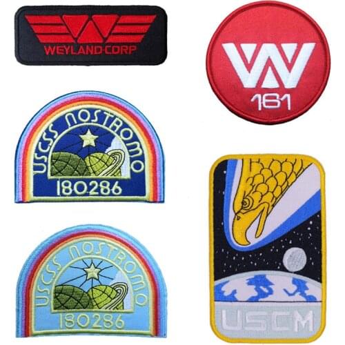 10 PCS Alien USCSS NOSTROMO 180286 Embroidered Iron On Patch, Horror Movie Weyland Yutani Jacket Backpack Accessories DIY