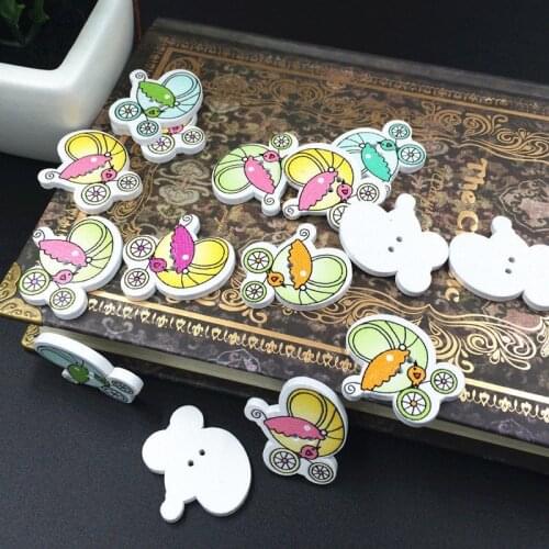 DIY 100pcs NEW baby car Wooden Buttons 2 Holes Fit Sewing and Scrapbook 28mm