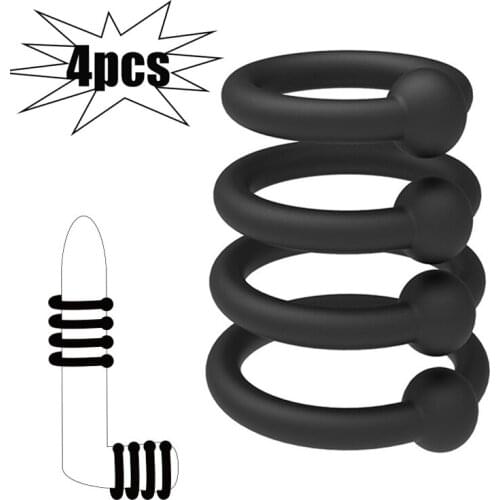 4 Pcs/Pack Soft Silicone Cock Ring Penis Erection Erotic Sex Toys For Men Delay Ejaculation Cocking Penis Locker Scrotum Sleeve