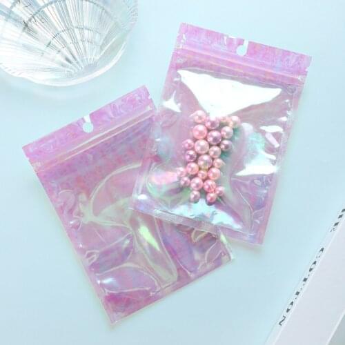 40PCSRainbow Transparent Symphony Ziplock Bag Iridescent Zip lock Bags Cosmetic Plastic Laser Zipper