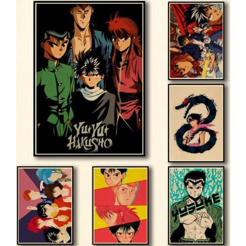 45 Designs Anime YuYu Hakusho Kraftpaper Poster Artwork Painting Abstract Fancy Wall Sticker for Coffee House Bar