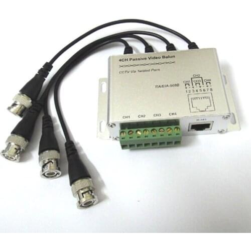 4CH Balun CCTV 4 Channel Passive Transmitter Video Balun BNC Female to UTP Rj45 Cat5