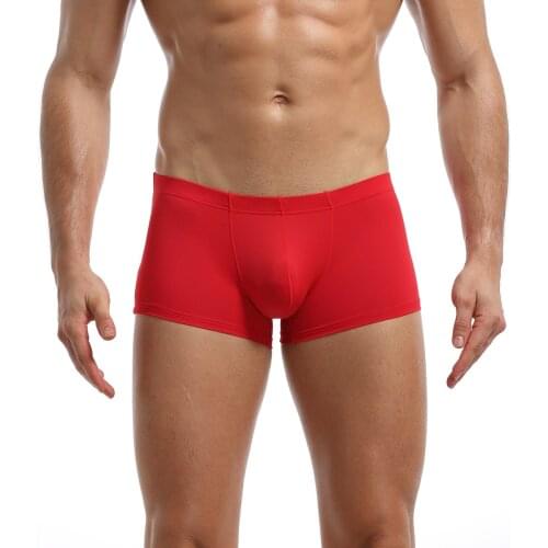 6 Colors Men Solid Boxer Briefs Shorts Casual Travel nd Home Wear Solid Color Ice Silk Boxer Briefs Casual Briefs S / M / L / XL