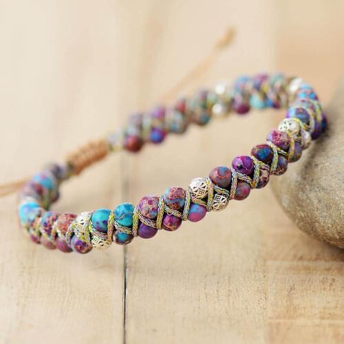 High End Natural Stone Beaded Wrap Bracelets Femme Jaspersl String Braided Yoga Friendship Bracelet Bangle Bohemian Jewellery