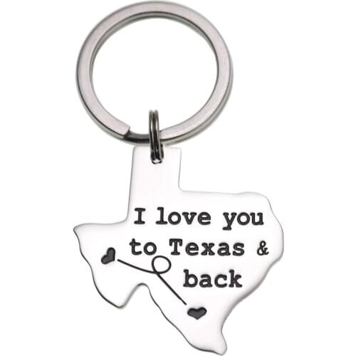 Texas Keychain Long Distance Relationships Gifts I Love You to Texas and Back Keychain Boyfriend Girlfriend Going Away Gift