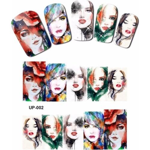 NAIL ART BEAUTY TATTOO WATER TRANSFER DECAL SLIDER WATER COLOR FASHION SHOW GIRL VINTAGE PORTRAIT LADY UP001-006