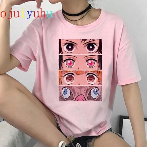 Japanese Anime Demon Slayer T Shirt Women Ulzzang Harajuku Shirt 90s Cartoon Graphic Kimetsu No Yaiba Kawaii T-shirt Female