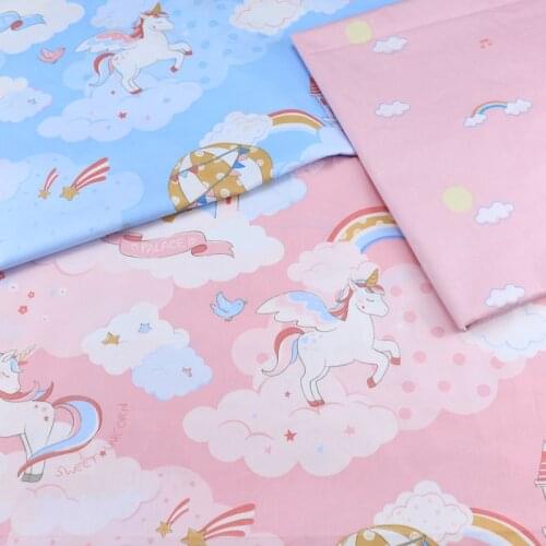 Various Sizes By Meters Cotton Twill Quilting Fabric Pink Series Star/Unicorn Printed Pure Cotton Patchwork DIY Sewing Material