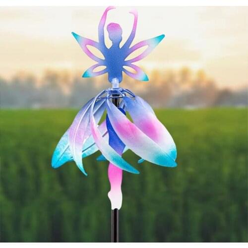Innovative Whimsical Fairy Ballerina Wind Spinner Wind Spinner Metal Sculptures Stake Construction Garden Patio Yard Windmill