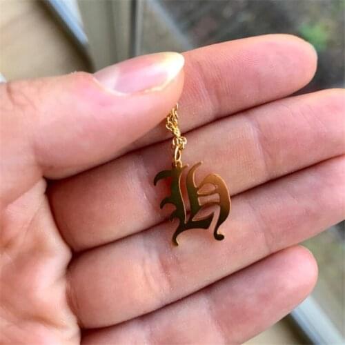 Capital Initial A-Z Letter Pendant Necklace For Women Men Vintage Font Old English Custom Necklace Fashion Jewelry