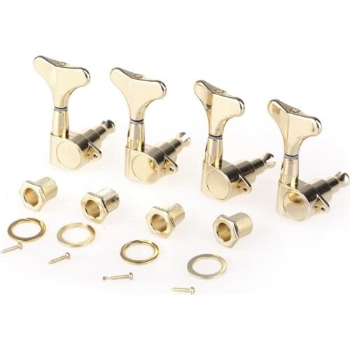 Musiclily Pro 4 in Line Sealed Electric Bass Tuners Machine Heads Tuning Keys Pegs Set for 4 String Precision Jazz Bass, Gold
