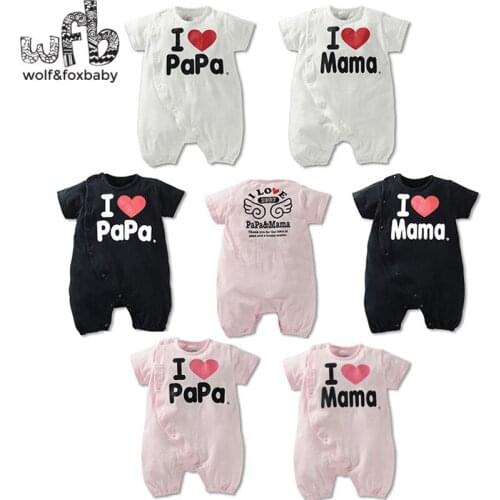 Retail 1-3years 6 patterns short-Sleeved Baby romper I love PaPa Mama Infant for boys girls jumpsuits Clothing summer