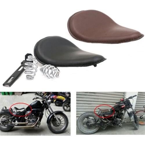 3" Leather Vintage Motorcycle Spring Driver Solo Bracket Seat For Harley Yamaha Honda Kawasaki Chopper Bobber Custom Accessories