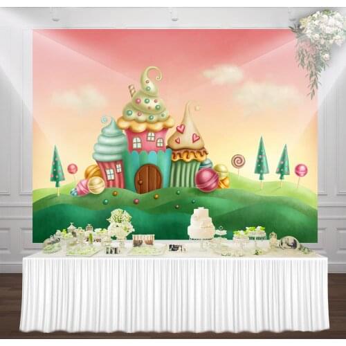 Sweet Icecream House Castle Background Princess Girl Birthday Party Backdrops Cartoon Fairy Tale Photography Booth Banner Poster