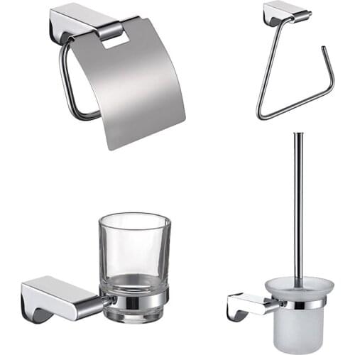 Bathroom Accessories Set Chrome Paper Holder Robe Hook Triangle Towel Ring Rack Shelf Soap Dispenser