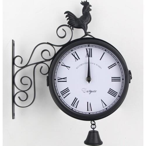 Vintage Design Rooster Wall Clocks Metal Iron Clock Watch Saat Classic Digital Clocks Relogio de Parede Klok Home Decor