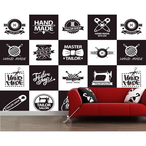 Papel de parede Tailor Shop Salon barber shop art 3d wallpaper,living room bedroom ktv bar mural home decor