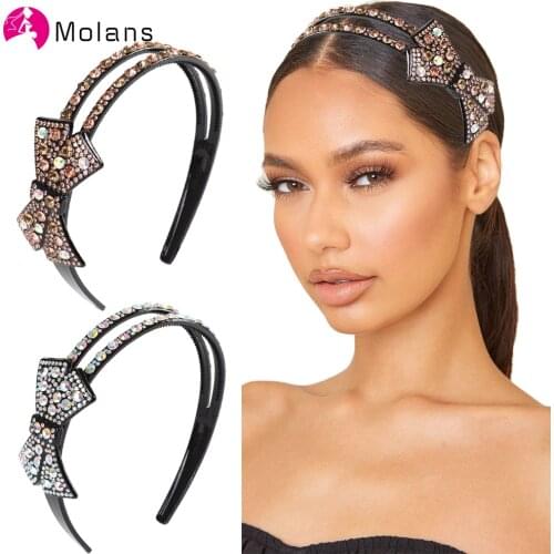 Molans New Rhinestone Headbands Vintage Bow-knot Hairband Bezel Girls Hair Hoop Hair Band Fashion Female Hair Accessories