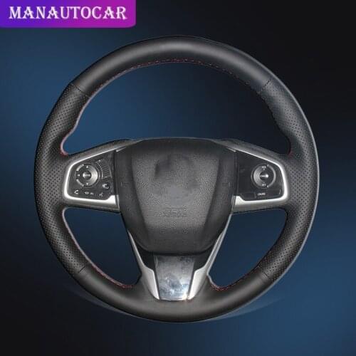 Auto Braid On The Steering Wheel Cover for Honda Civic 10 2016 2017 CRV CR-V 2017 Interior Hand Sewing Car Steering Wheel Cover
