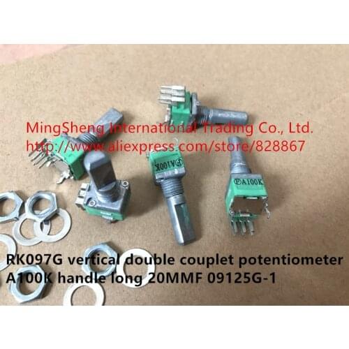 Original new 100% RK097G vertical double couplet potentiometer A100K handle long 20MMF 09125G-1 (SWITCH)